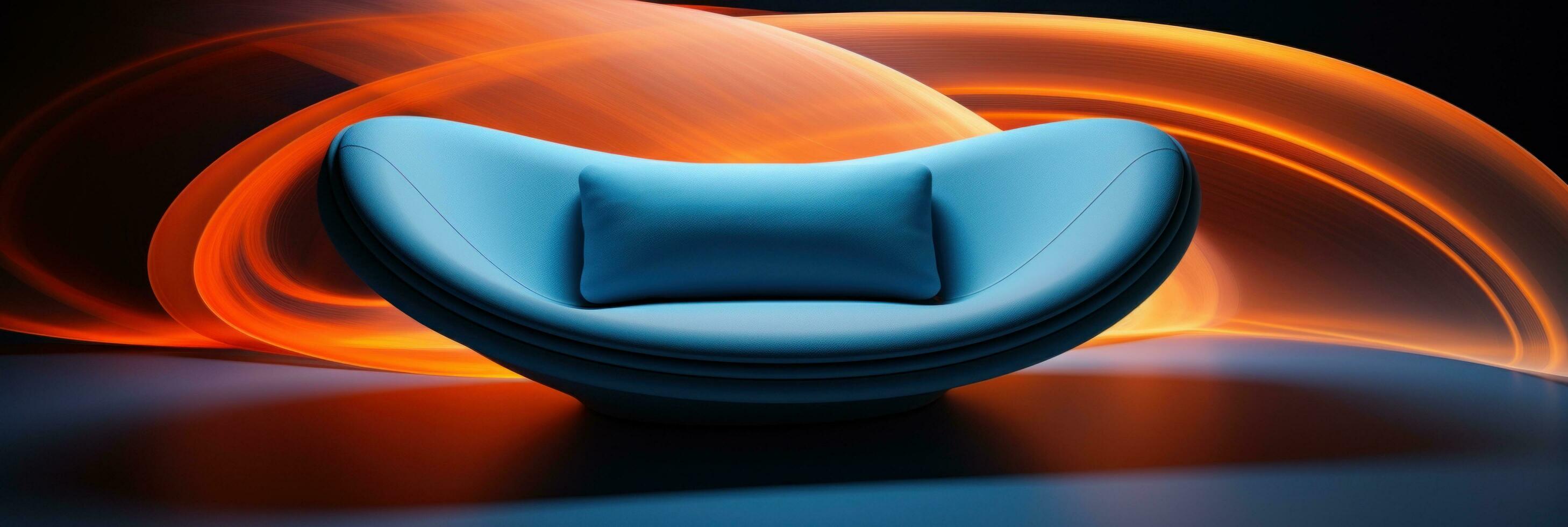 AI generated the blue and orange cushion is on its own table photo