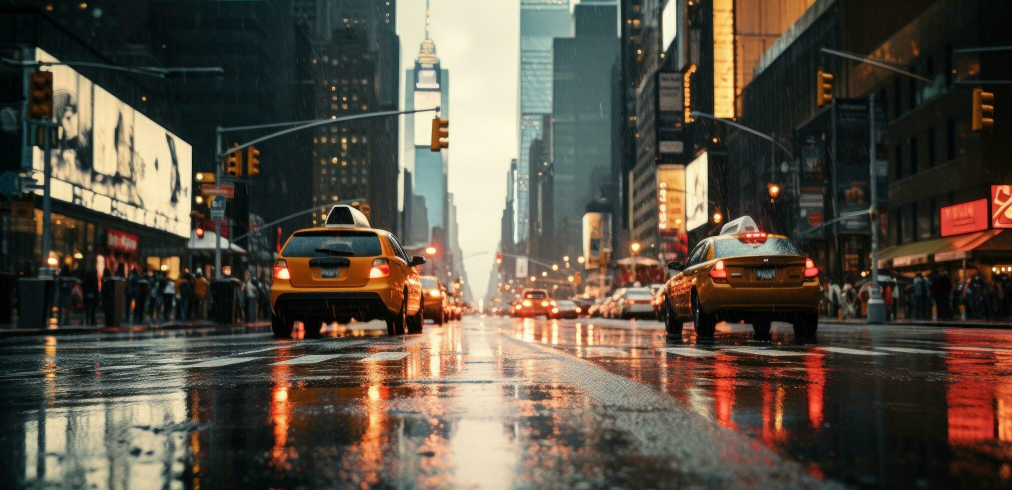 AI generated raining in new york city street photo