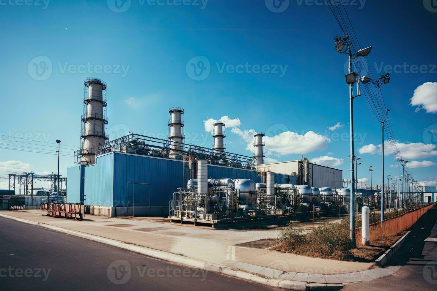 ai generado atómico poder planta. producción de eléctrico y térmico energía. nuclear energía concepto.por generativo ai. foto