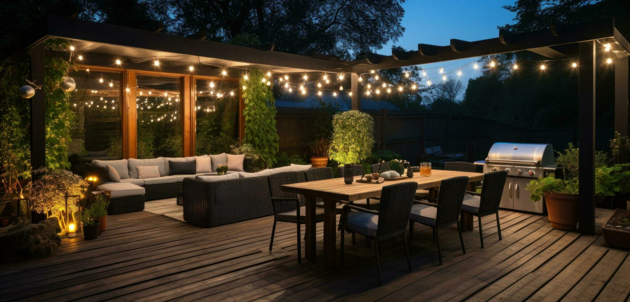AI generated outdoor patio lighting ideas slide image photo