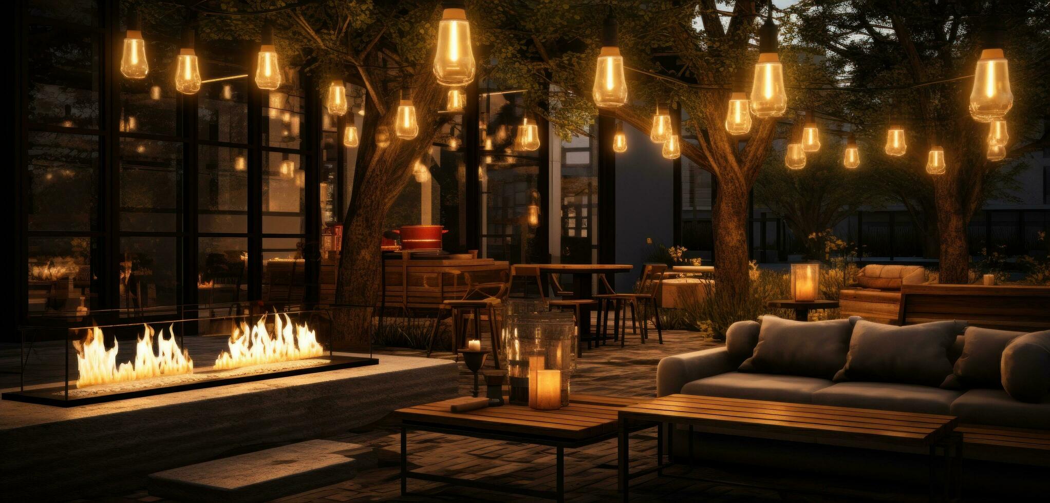 AI generated indoor-outdoor lights for the patio photo