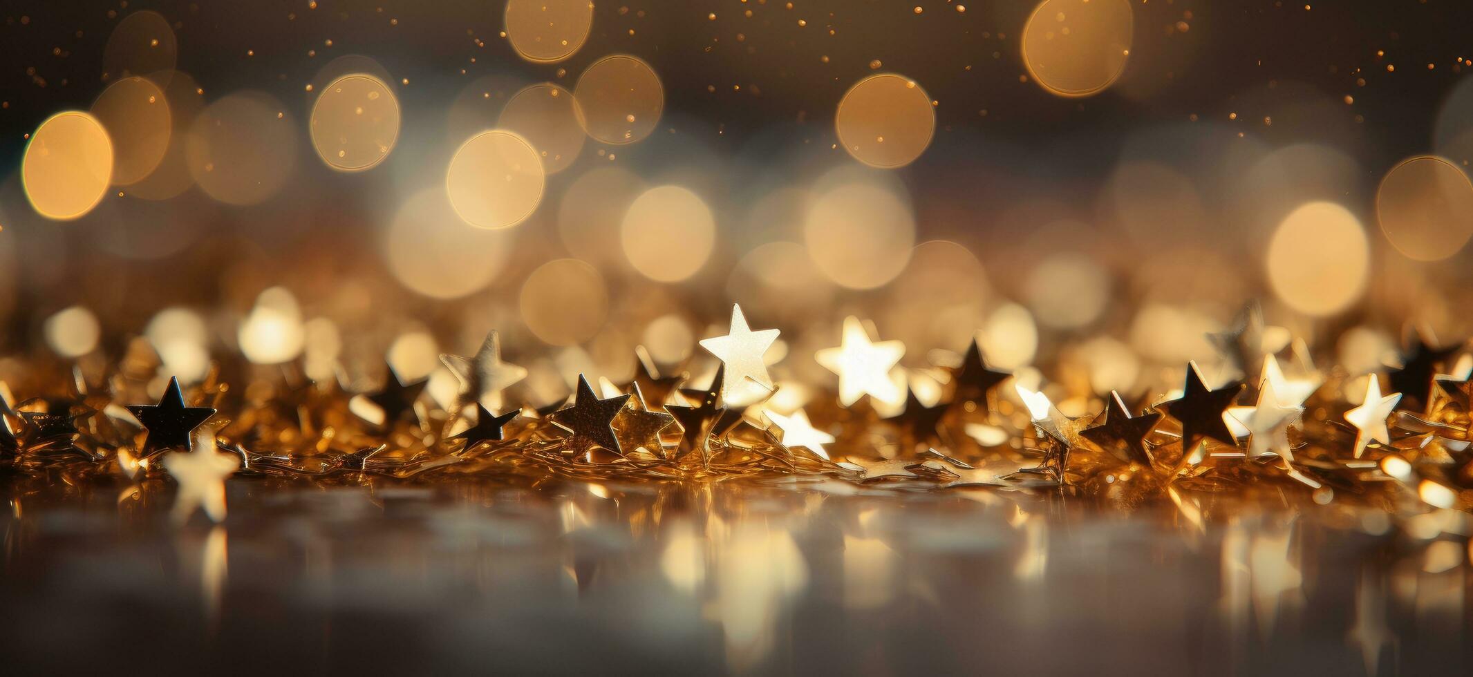 AI generated an image of gold stars on different surfaces photo