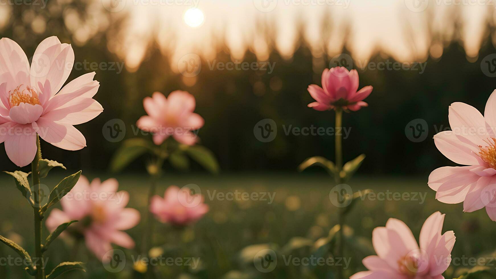 AI generated flowers bloom in the morning photo