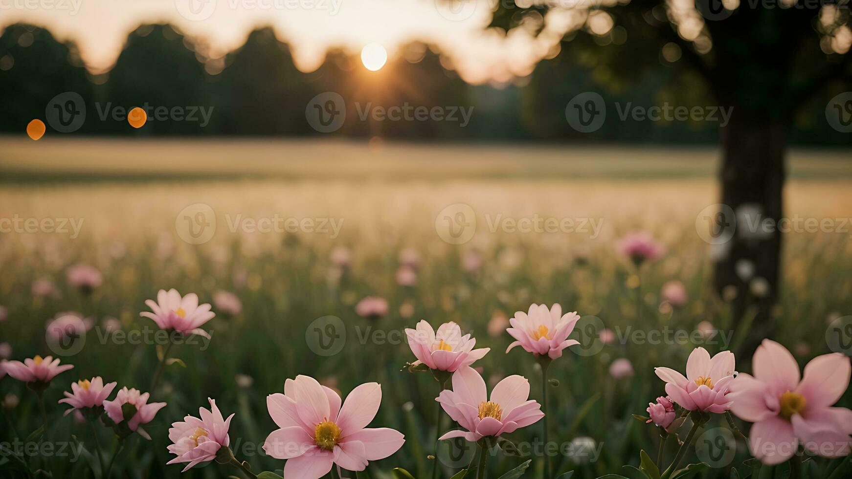 AI generated flowers bloom in the morning photo