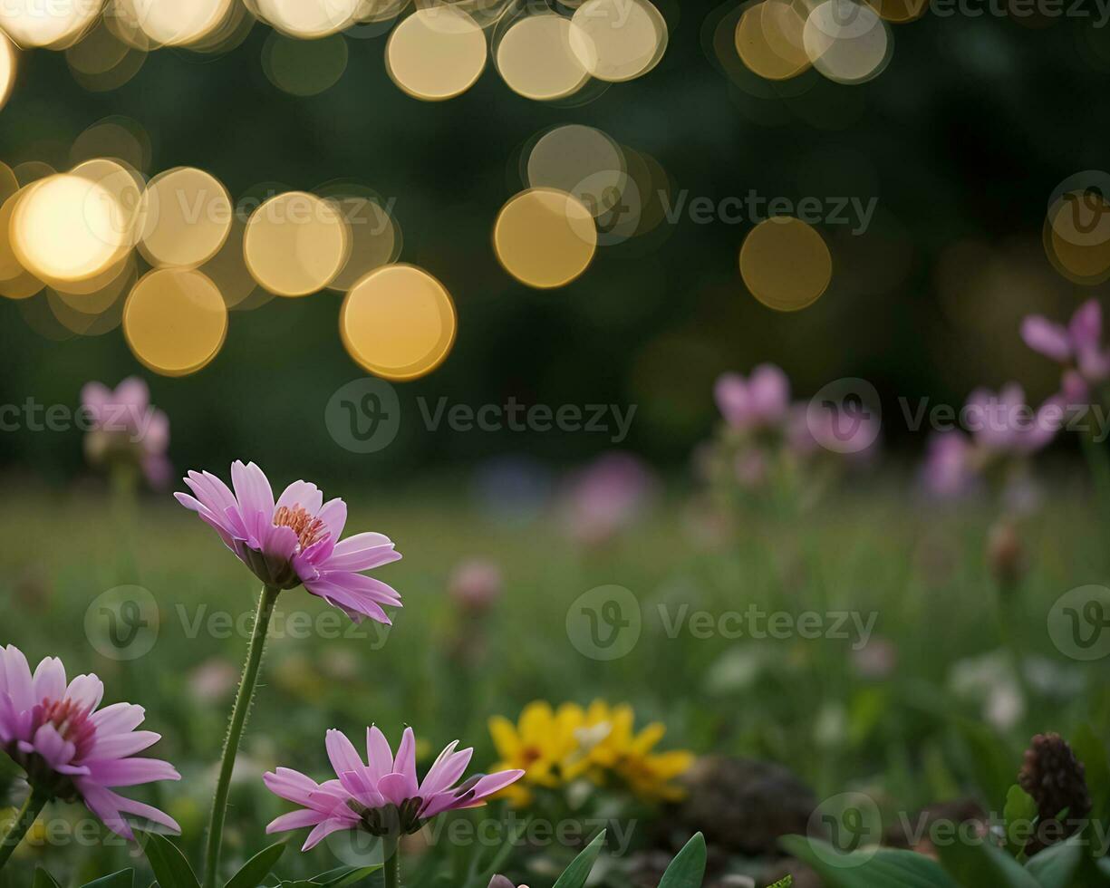 AI generated flowers bloom in the morning photo
