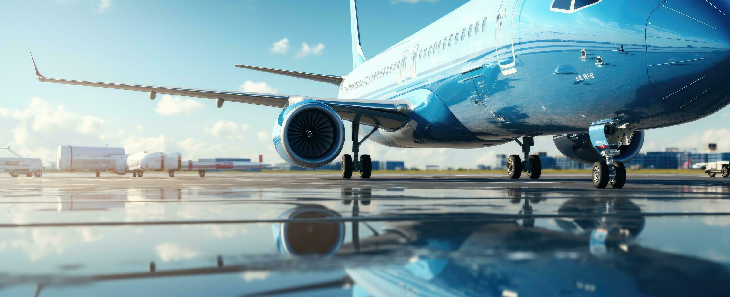 ai generado un aerolínea pasajero chorro a un aeropuerto foto