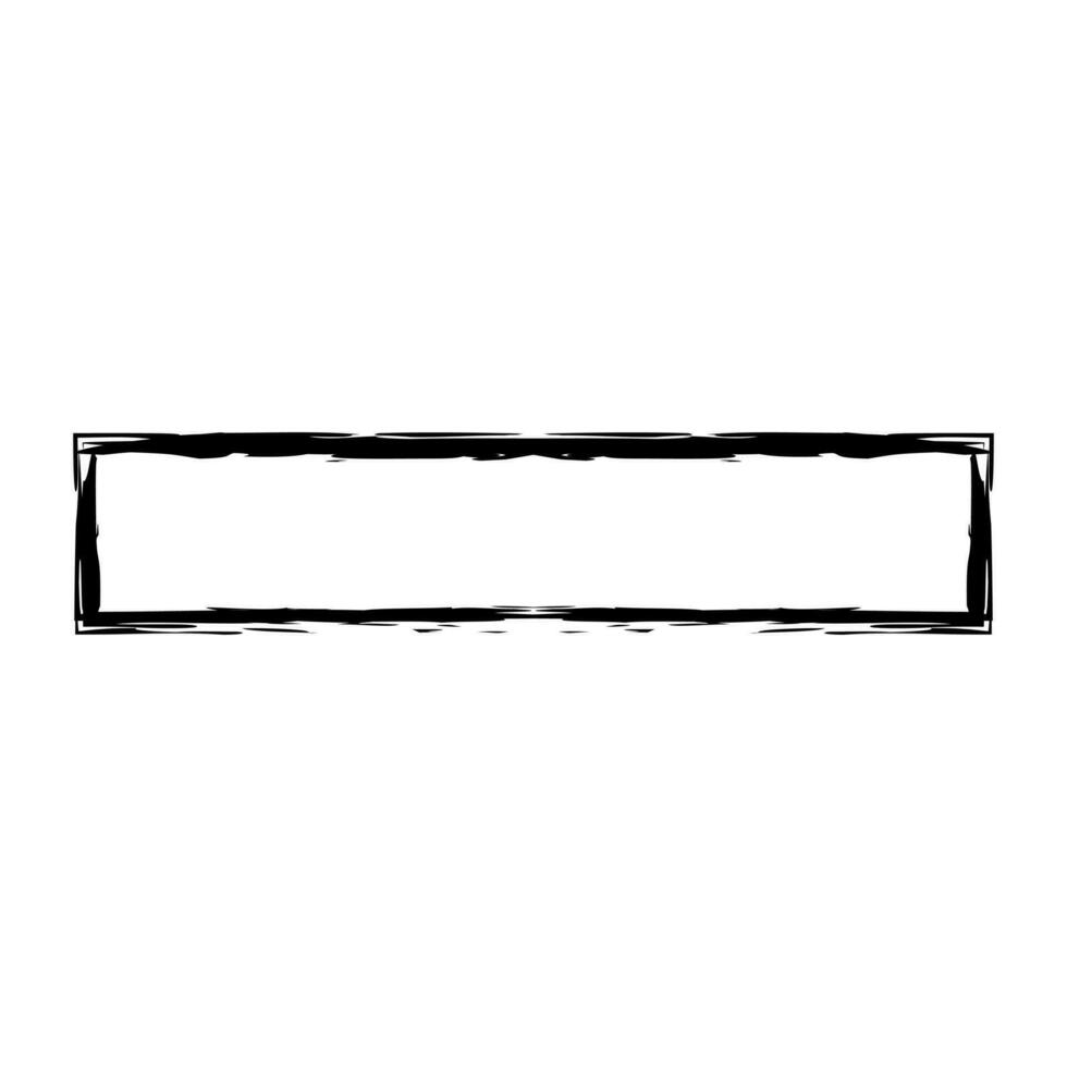 Grunge rectangular frame stamp. Ink empty black box. Rectangular border. Vector illustration isolated on white background