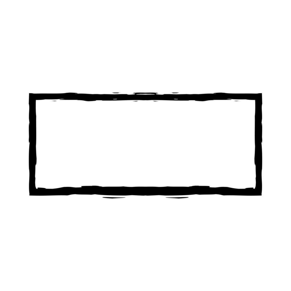 Grunge rectangular frame stamp. Ink empty black box. Rectangular border. Vector illustration isolated on white background