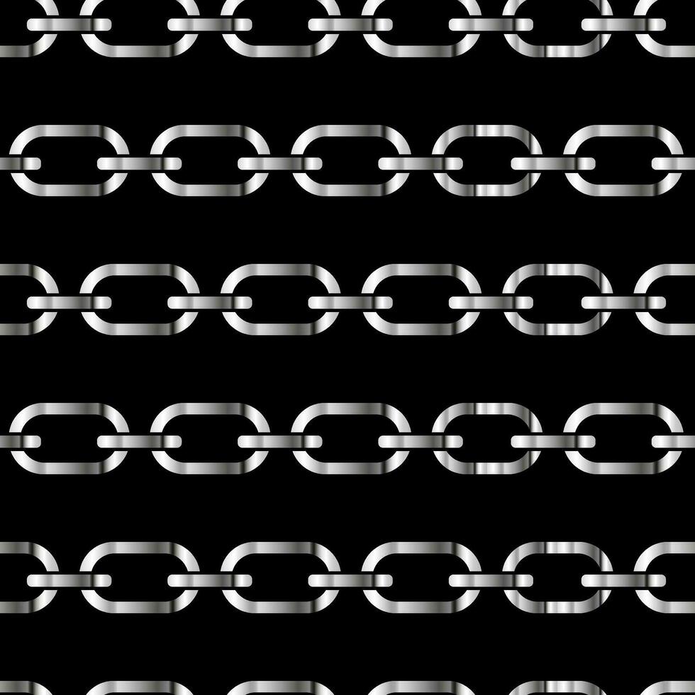 Silver pattern chains on a black background, Metal links repeat endlessly, Vector illustration