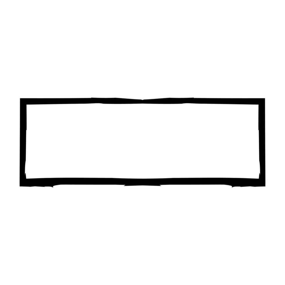 Grunge rectangular frame stamp. Ink empty black box. Rectangular border. Vector illustration isolated on white background