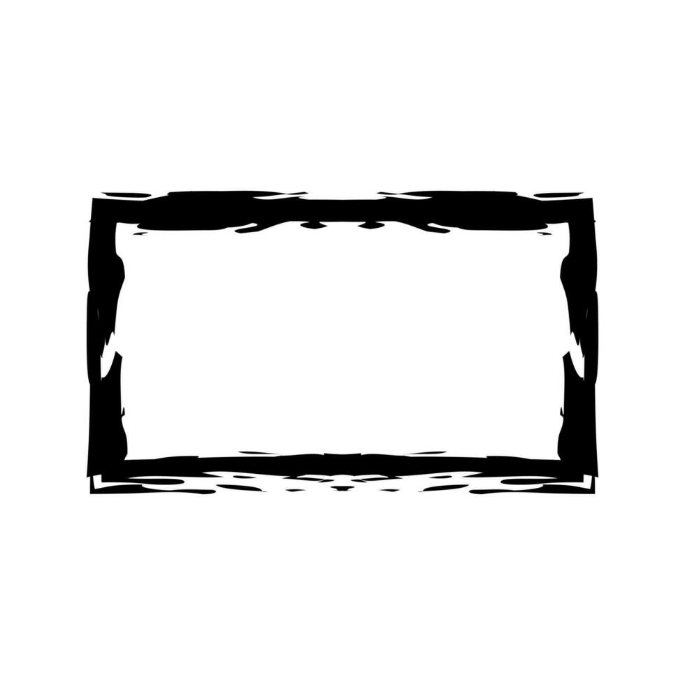 Grunge rectangular frame stamp. Ink empty black box. Rectangular border. Vector illustration isolated on white background