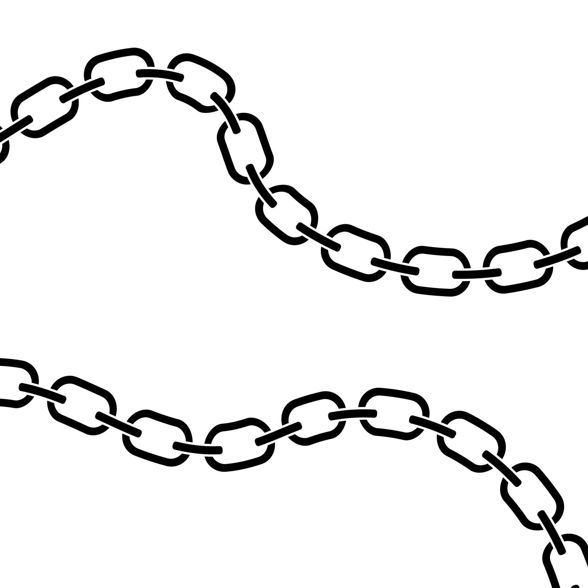 Set of chains, Broken chain graphic silhouette, Whole and curved