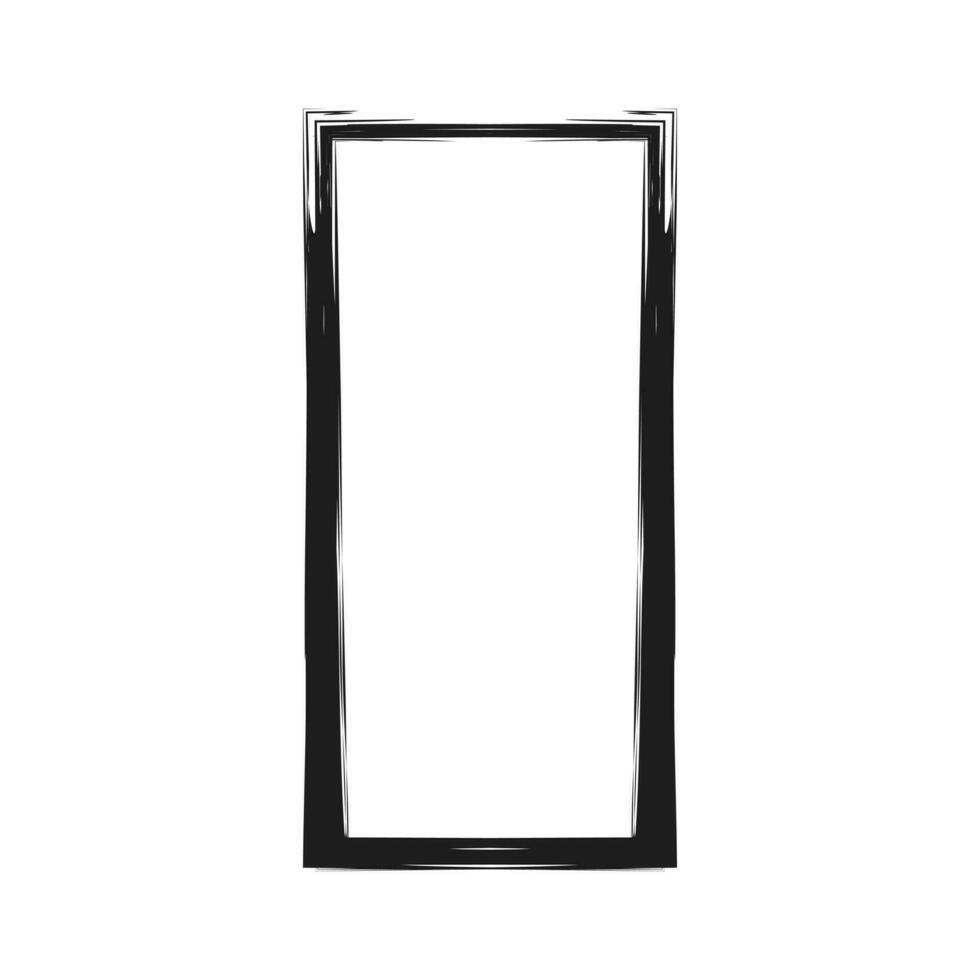 Grunge rectangular frame stamp. Ink empty black box. Rectangular border. Vector illustration isolated on white background