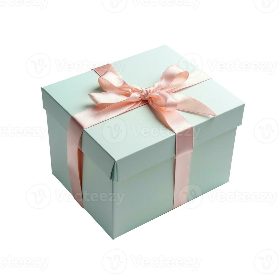 AI generated Gift box with ribbon and bow isolated on white backgound photo