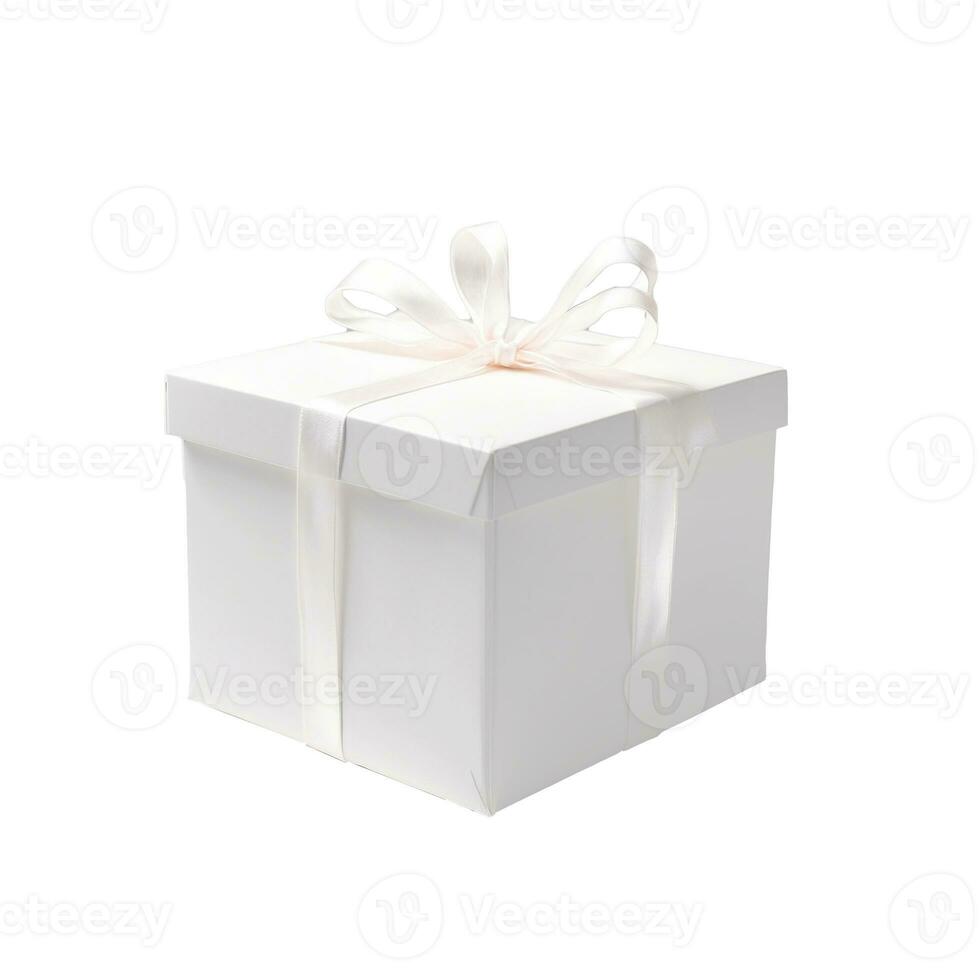 AI generated Gift box with ribbon and bow isolated on white backgound photo