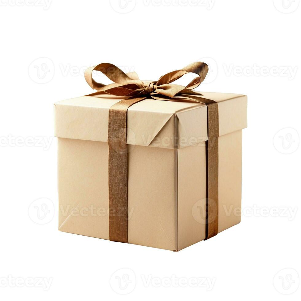 AI generated Gift box with ribbon and bow isolated on white backgound photo