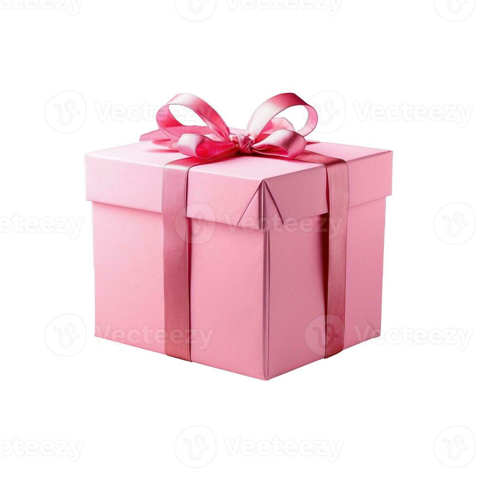 AI generated Gift box with ribbon and bow isolated on white backgound photo
