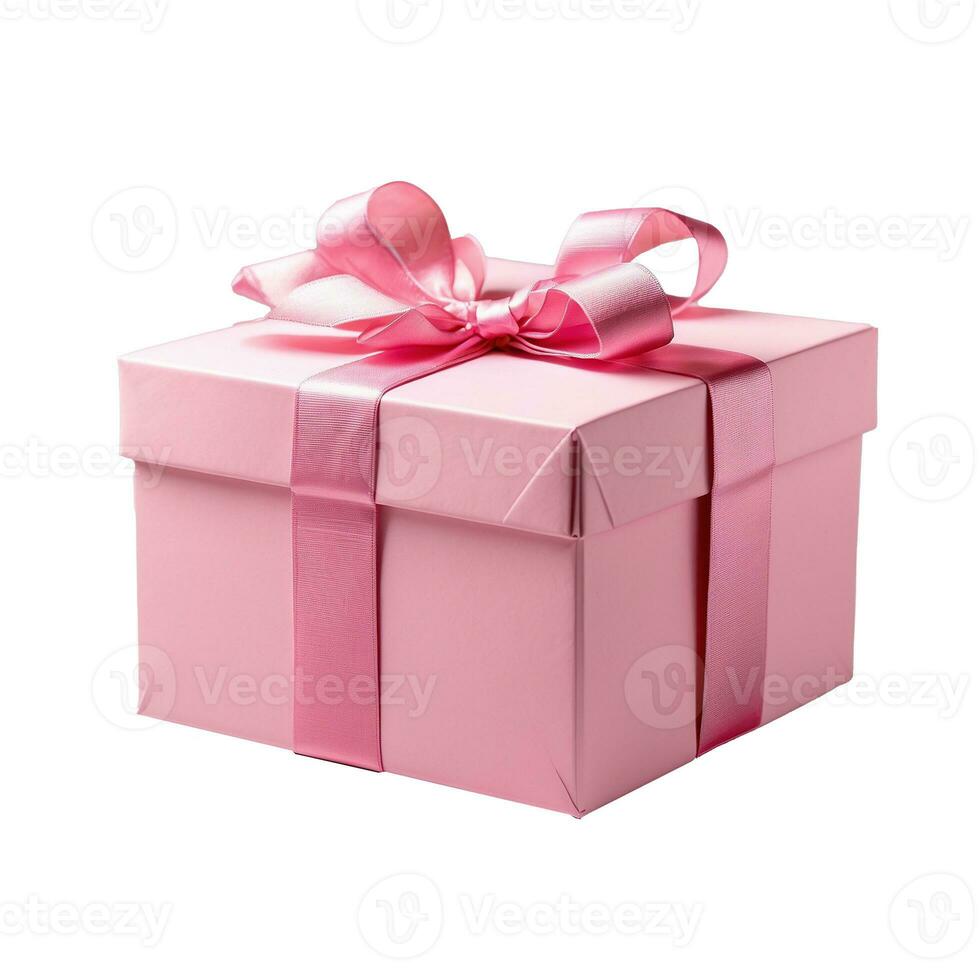 AI generated Gift box with ribbon and bow isolated on white backgound photo