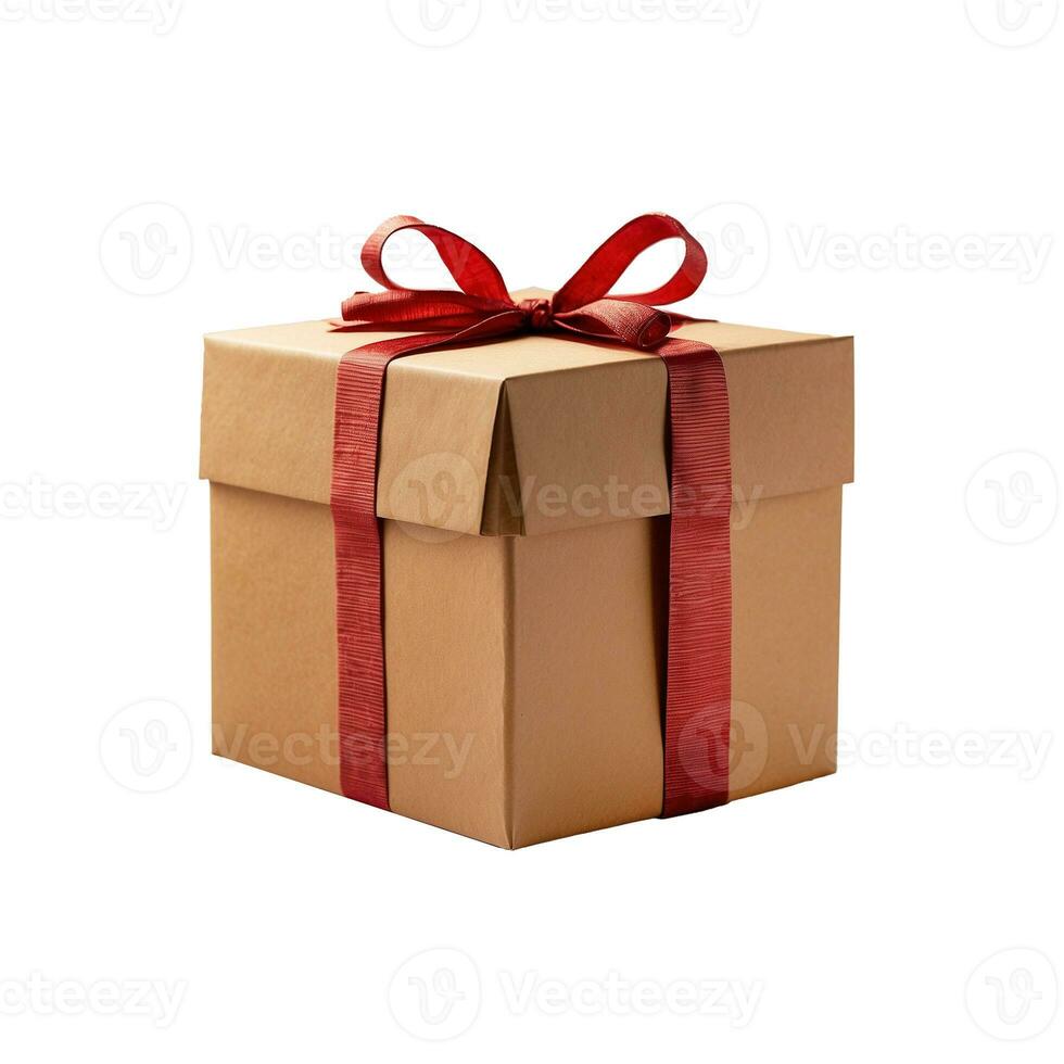 AI generated Gift box with ribbon and bow isolated on white backgound photo