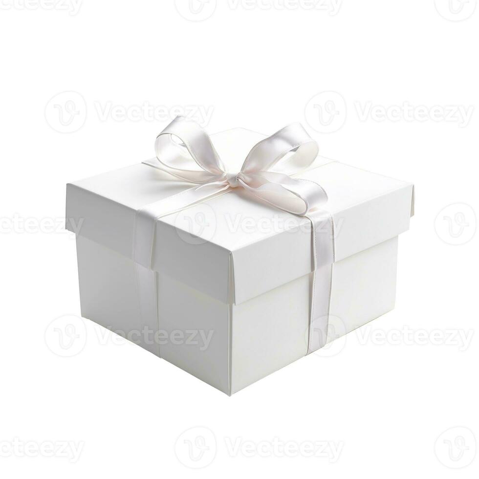 AI generated Gift box with ribbon and bow isolated on white backgound photo