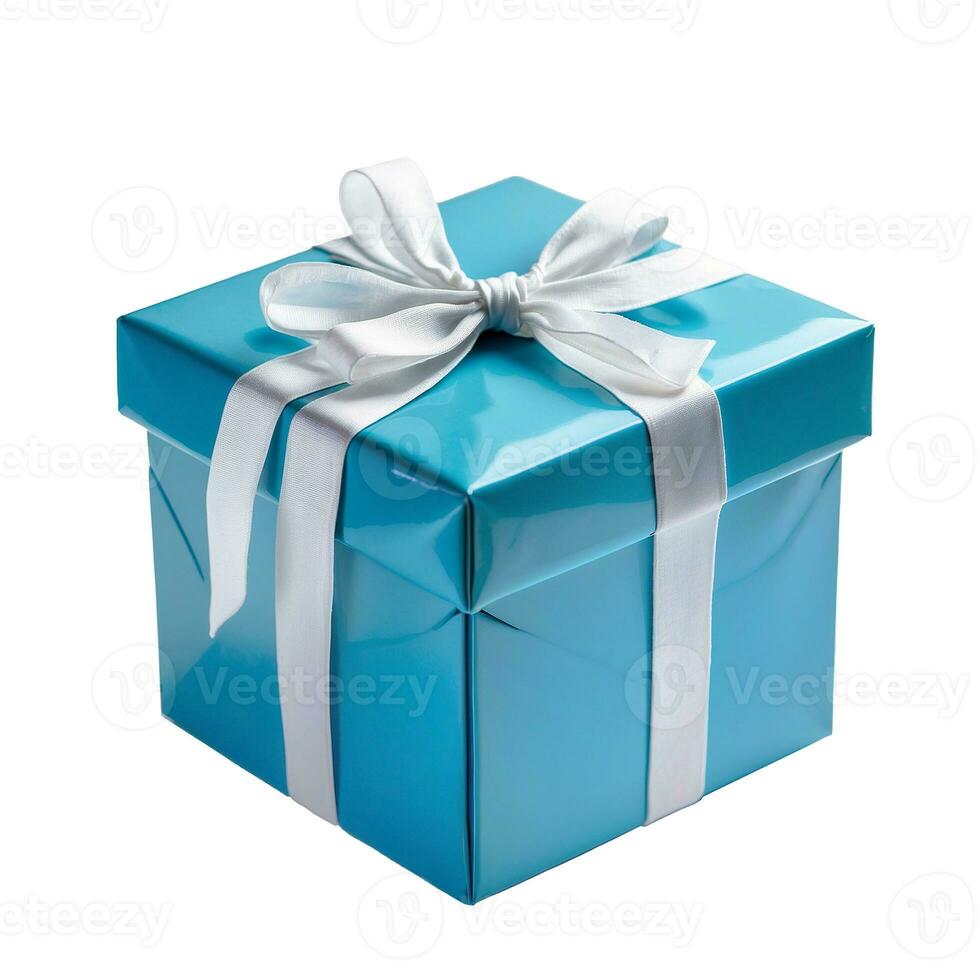 AI generated Gift box with ribbon and bow isolated on white backgound photo