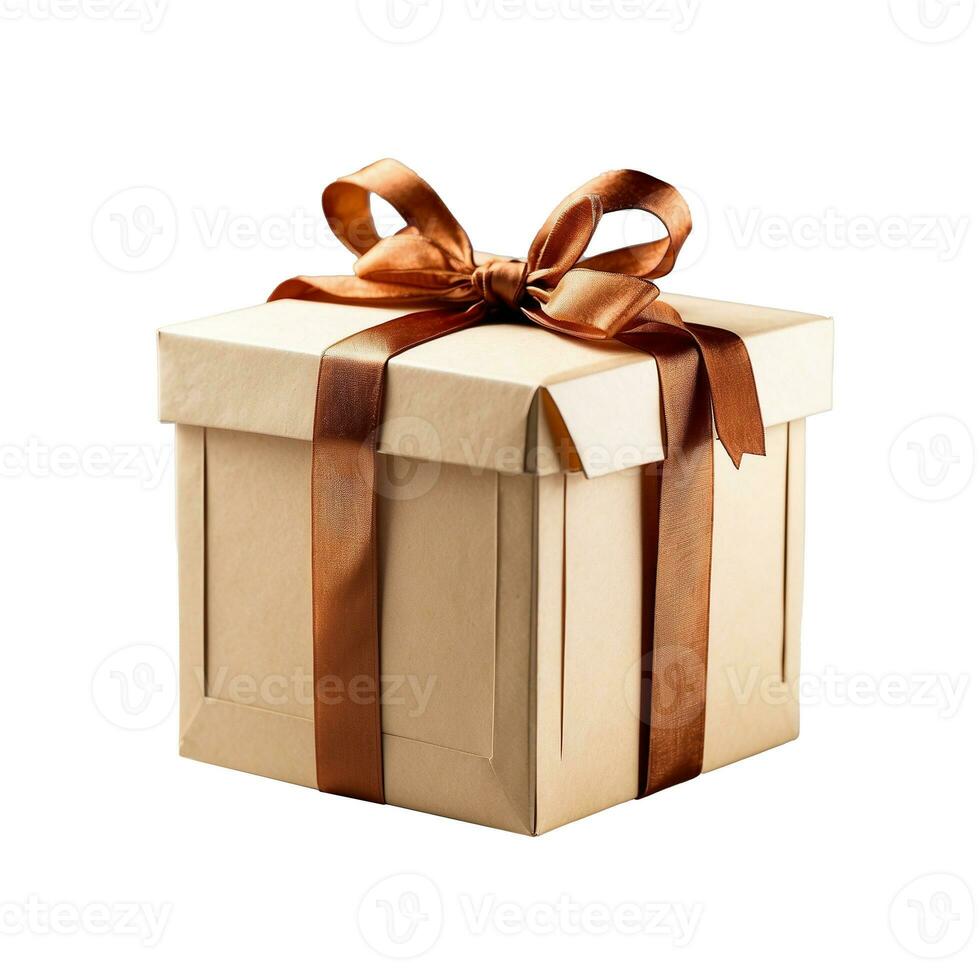 AI generated Gift box with ribbon and bow isolated on white backgound photo