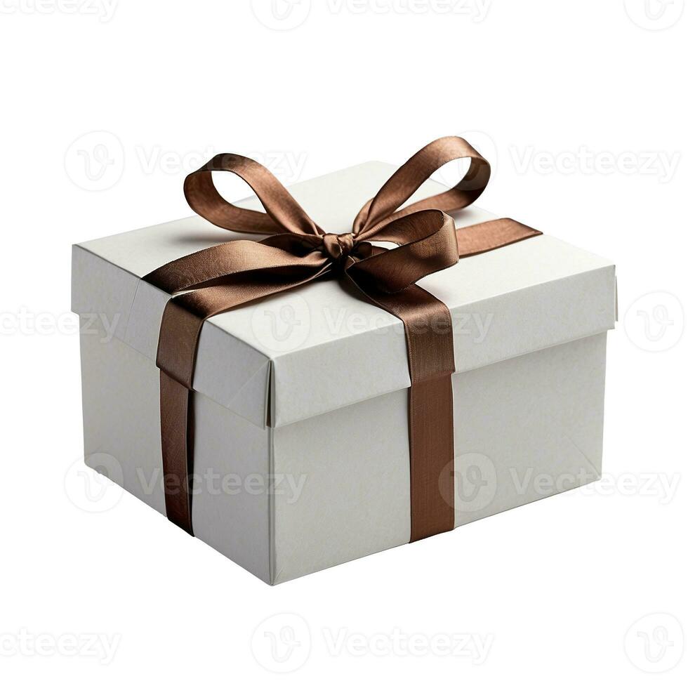 AI generated Gift box with ribbon and bow isolated on white backgound photo