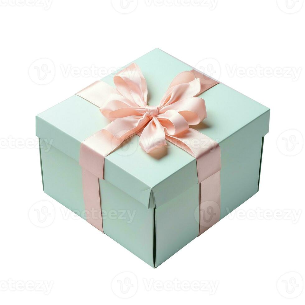 AI generated Gift box with ribbon and bow isolated on white backgound photo