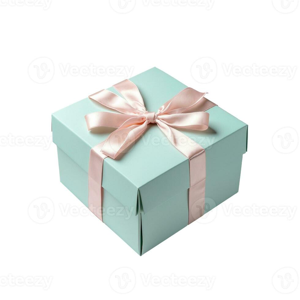 AI generated Gift box with ribbon and bow isolated on white backgound photo