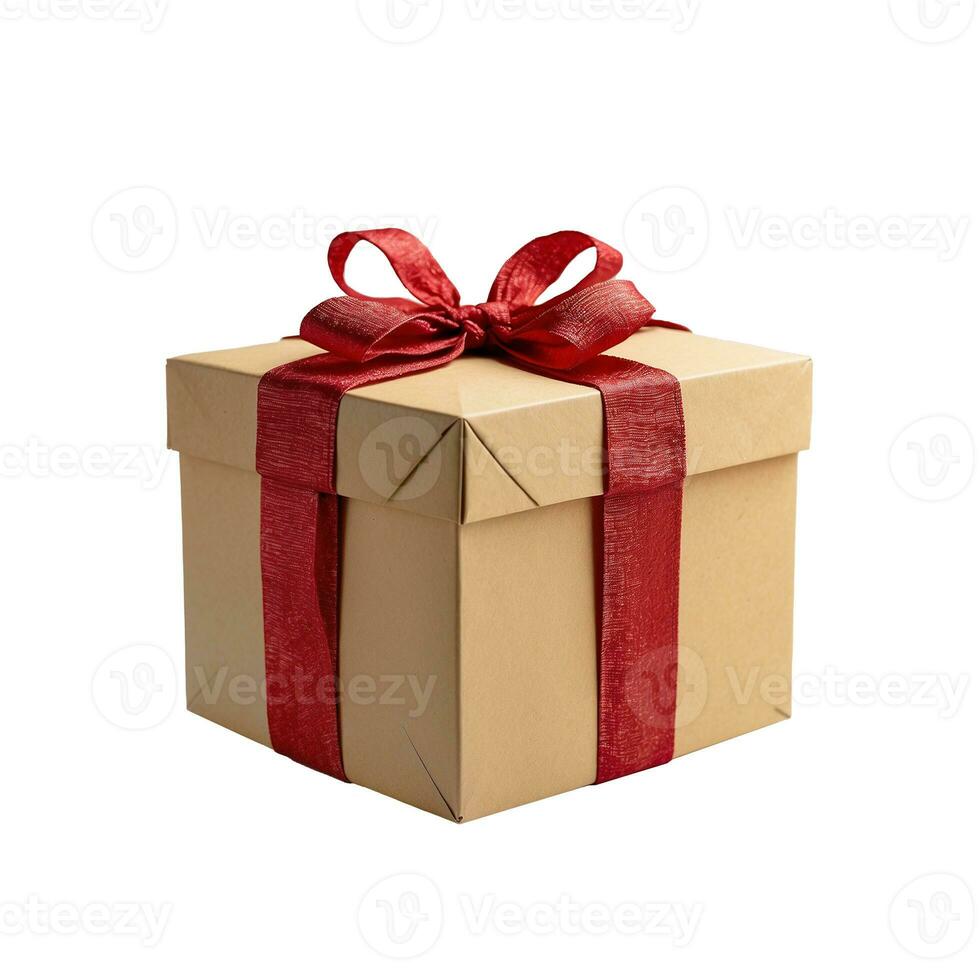 AI generated Gift box with ribbon and bow isolated on white backgound photo