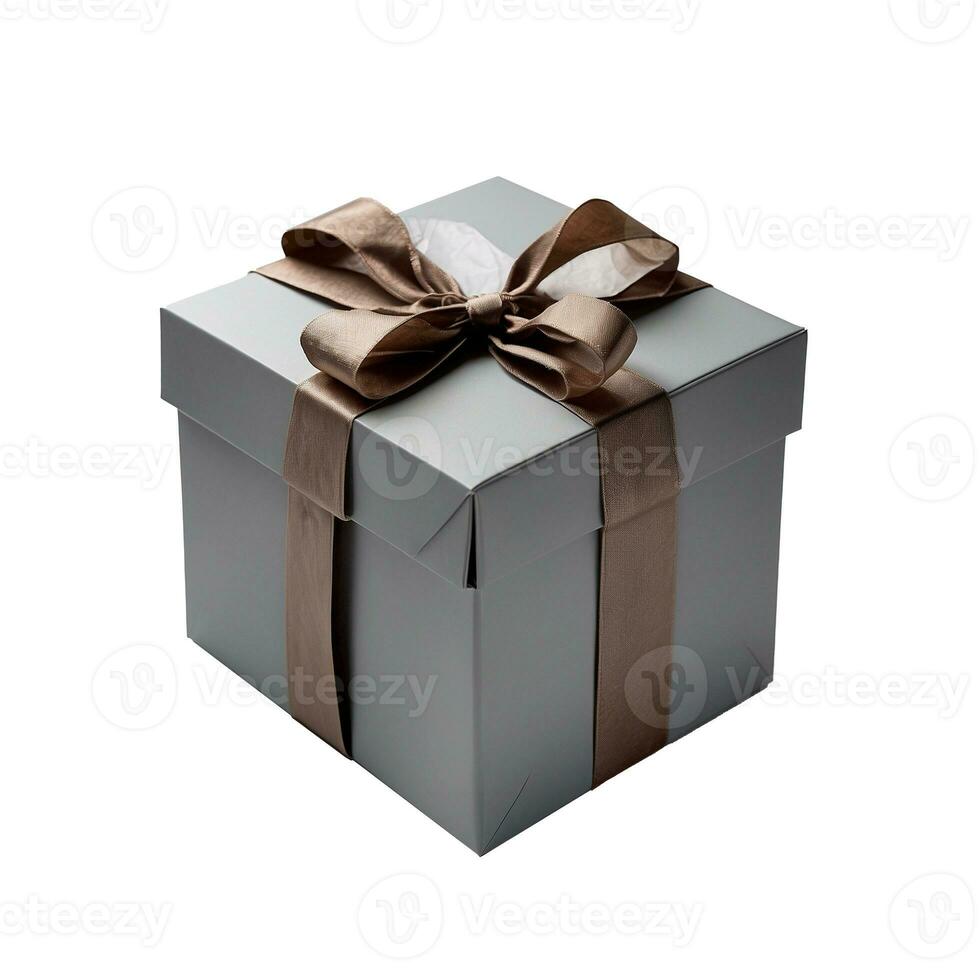 AI generated Gift box with ribbon and bow isolated on white backgound photo