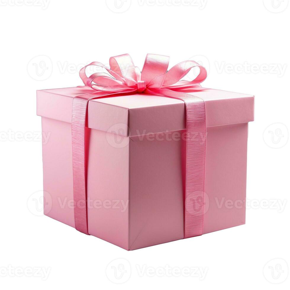 AI generated Gift box with ribbon and bow isolated on white backgound photo