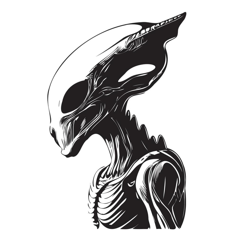 Alien space sketch hand drawn in doodle style Vector illustration