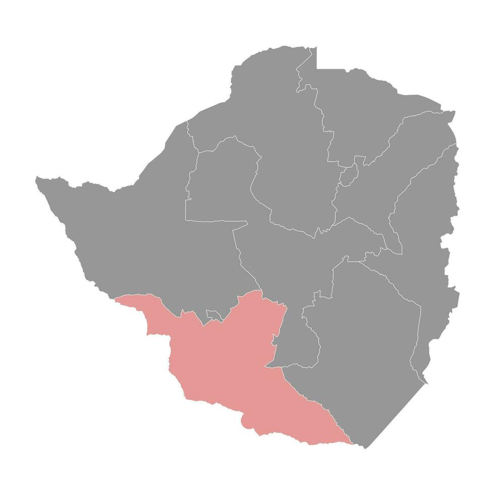 matabelelandia sur provincia mapa, administrativo división de Zimbabue. vector ilustración.