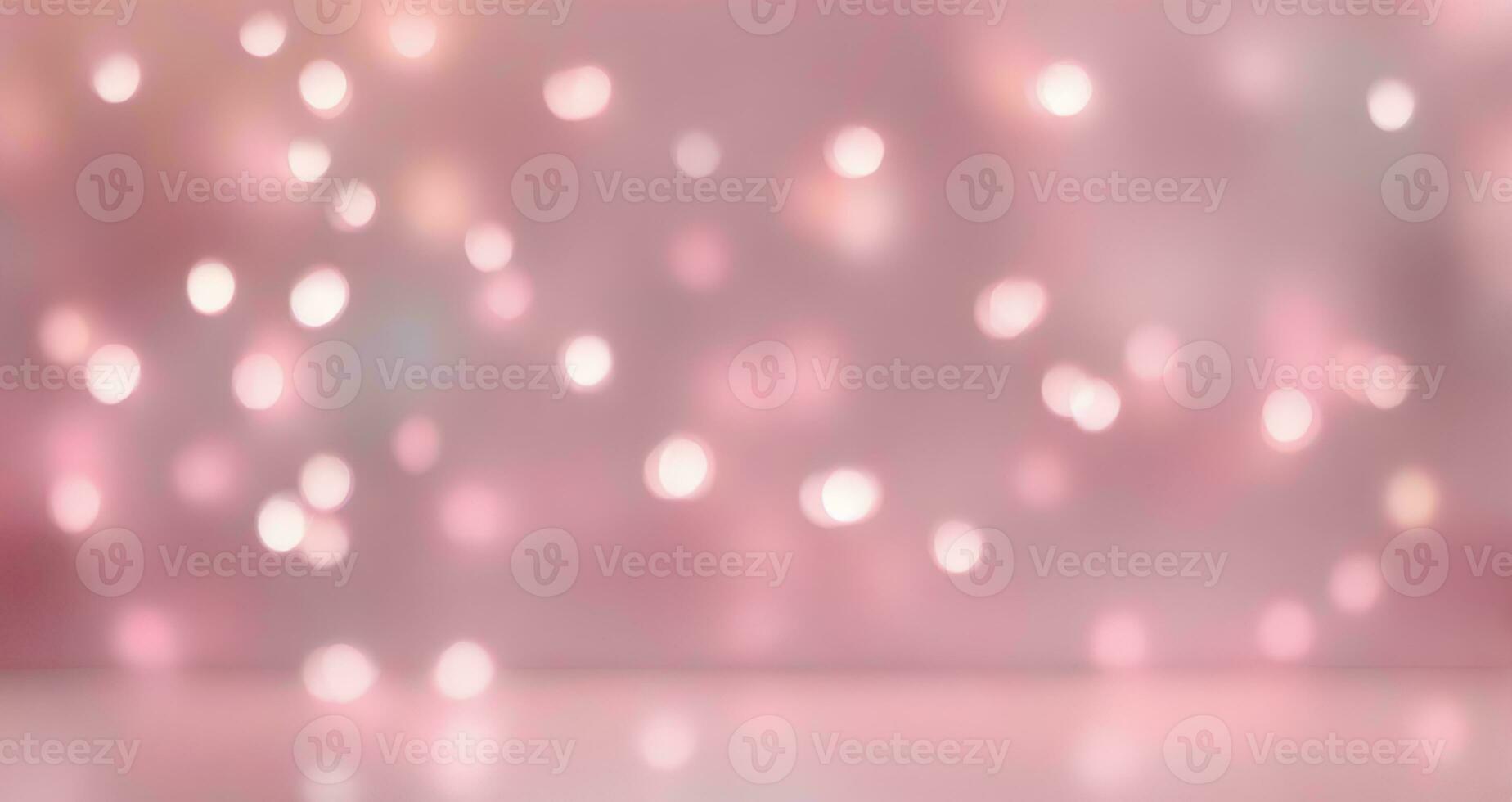 AI generated Abstract bokeh light background in pastel pink colors. Elegant backdrop for holiday banners, posters, cards photo