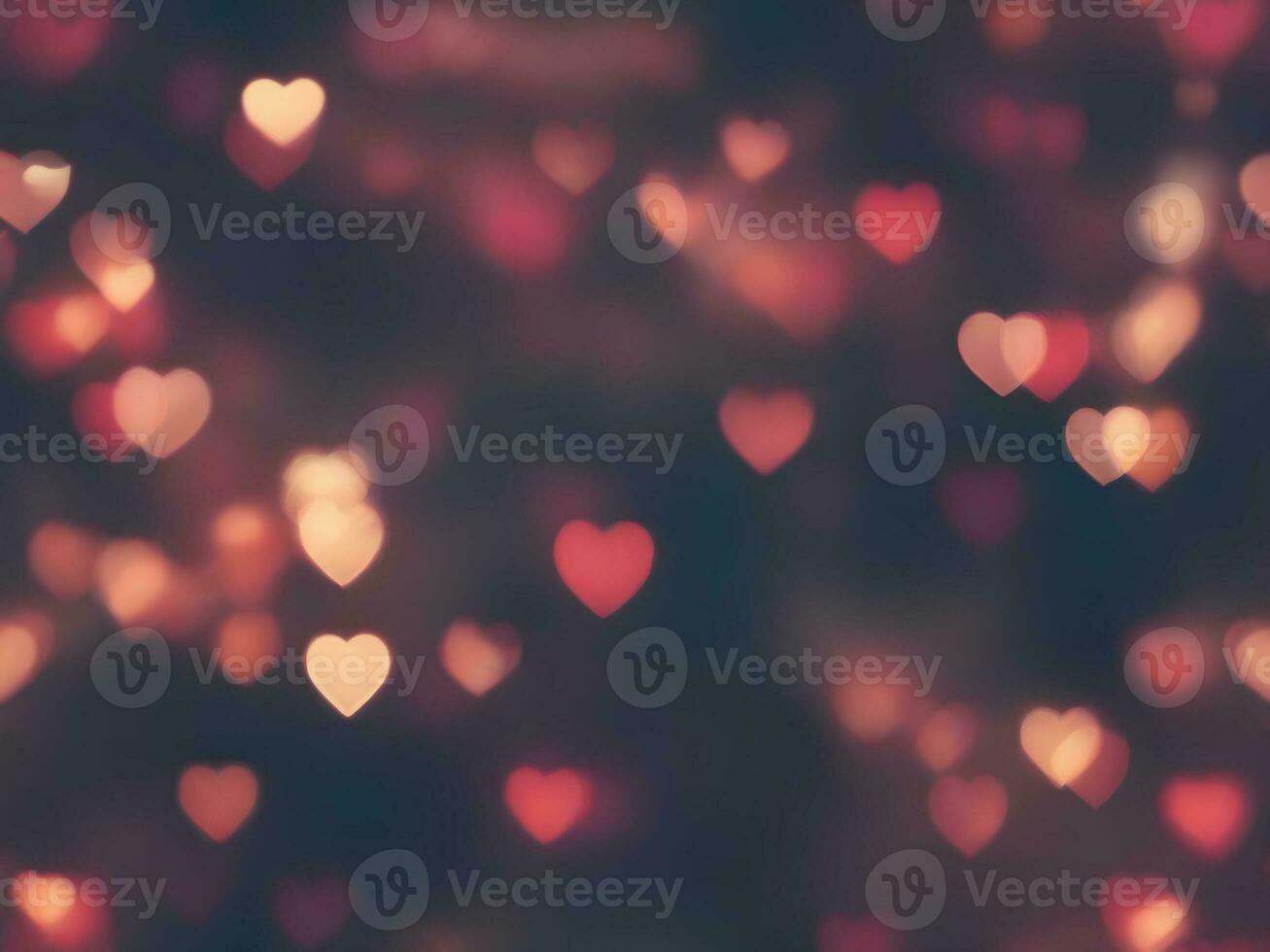AI generated Heart bokeh light background. Elegant backdrop for valentine's day banners, posters, cards photo