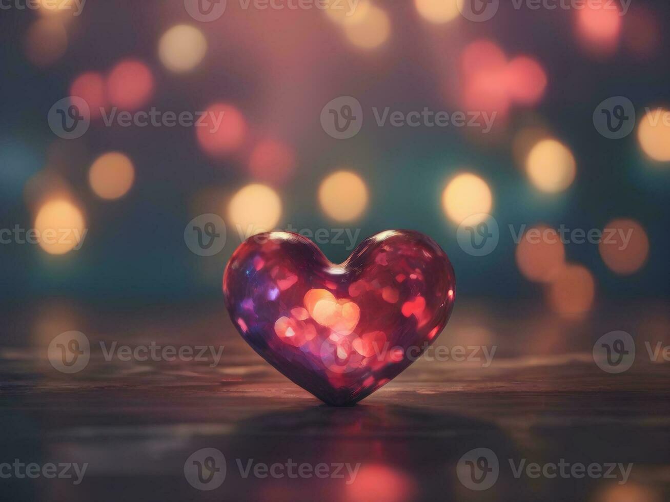 AI generated Red hearts on bokeh background. Elegant backdrop for valentine's day banners, posters, cards photo