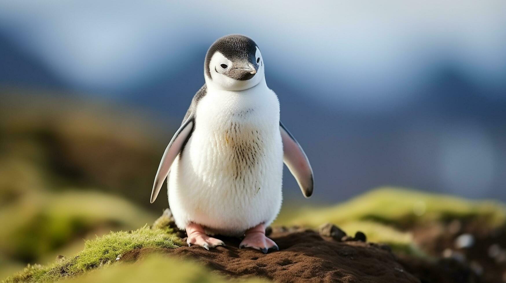 AI generated penguin in the field photo