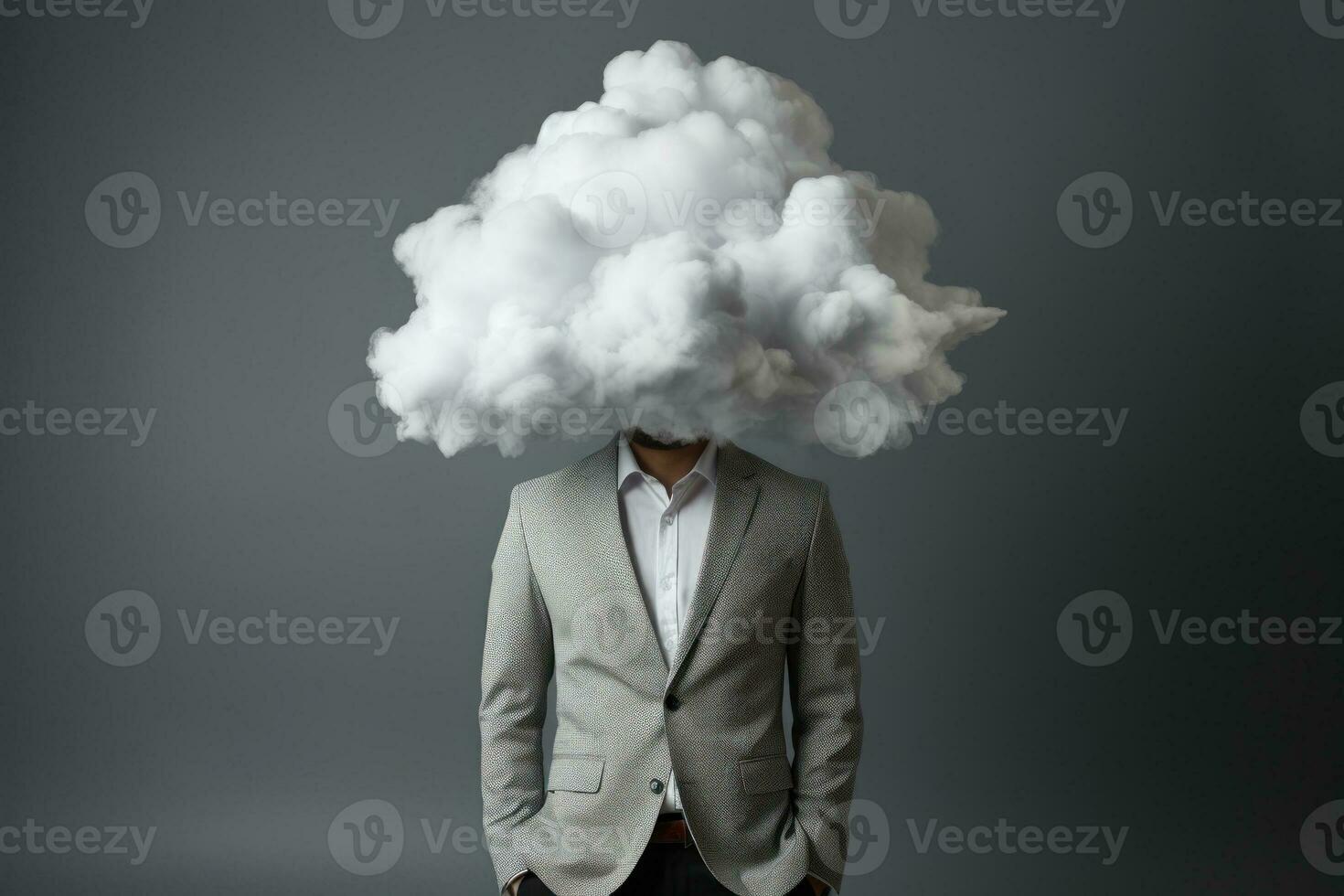 AI generated Navigating the Fog - Businessman in a Conceptual Image of Mental Struggle photo