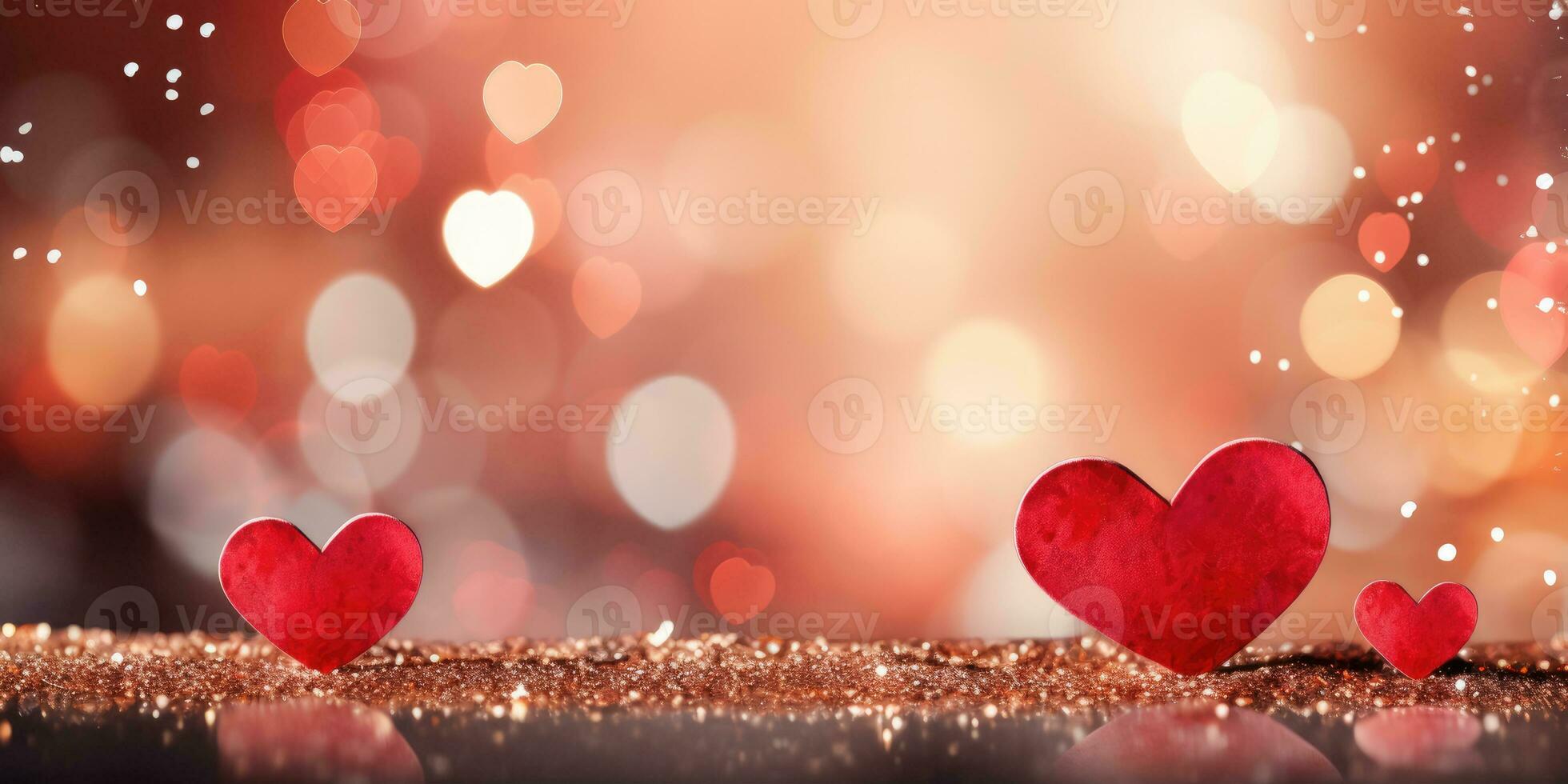 AI generated Dreamy Valentine - Abstract Blurred Background with Red Hearts photo