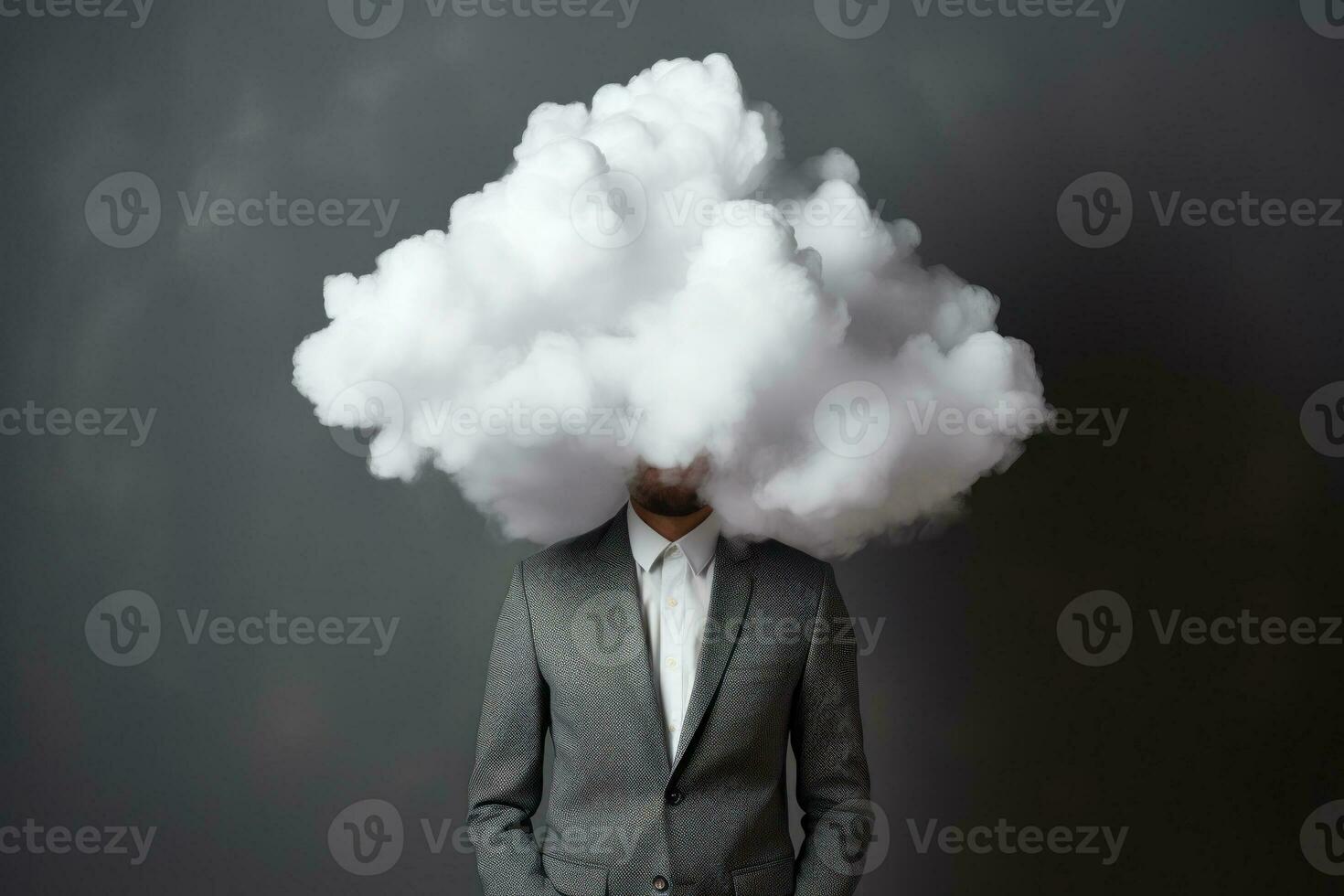 AI generated Abstract Business - Conceptual Image of a Businessman in Mental Fog photo