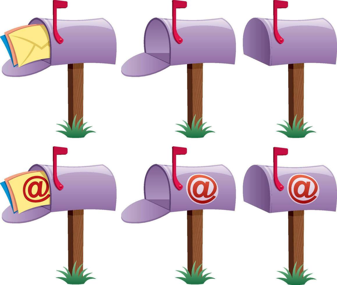 Mailbox Cartoon Set vector