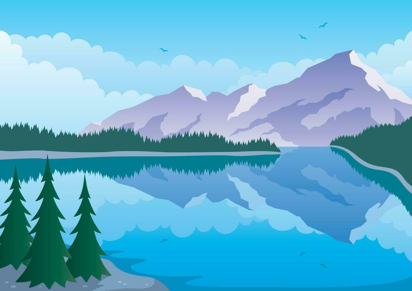 paisaje de lago de montaña vector