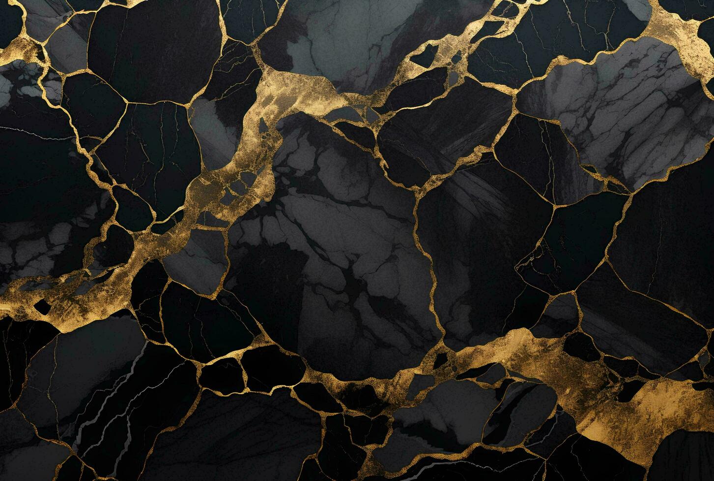 AI generated Marbled black gold abstract background. Liquid marble ink pattern. abstract paint mixing in watercolor photo