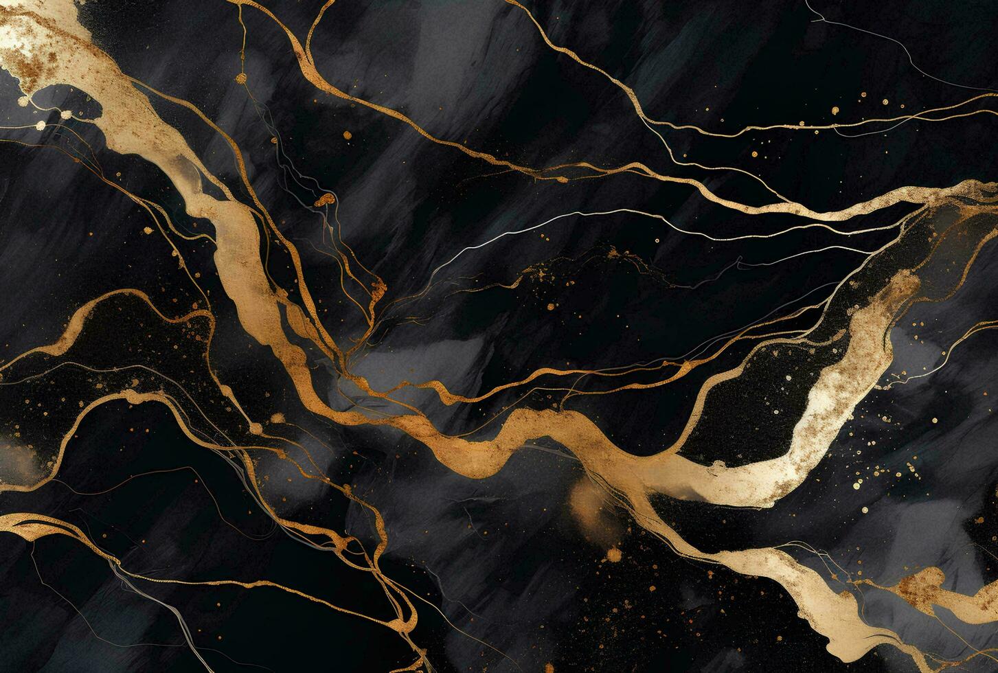 AI generated Marbled black gold abstract background. Liquid marble ink pattern. abstract paint mixing in watercolor photo