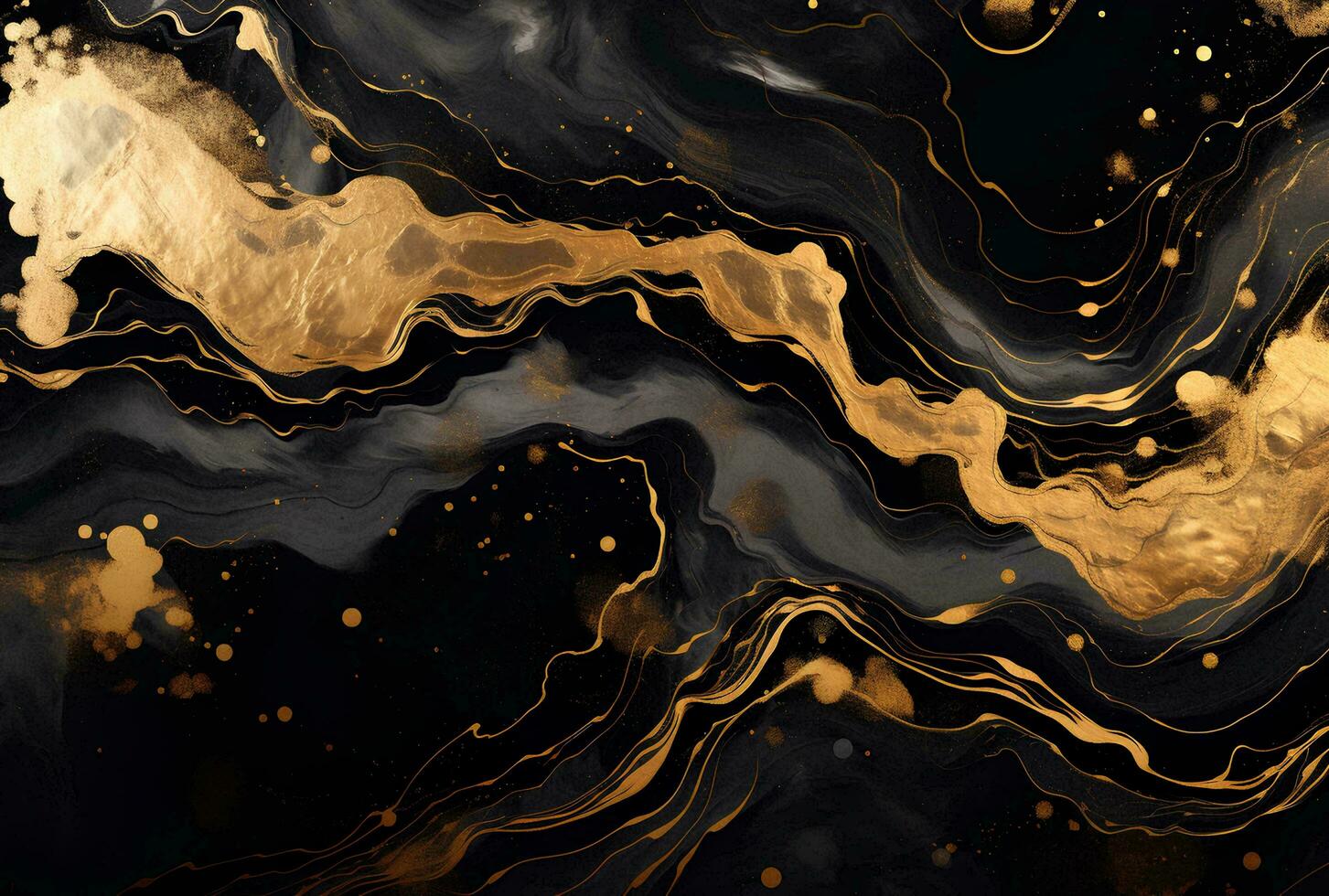 AI generated Marbled black gold abstract background. Liquid marble ink pattern. abstract paint mixing in watercolor photo