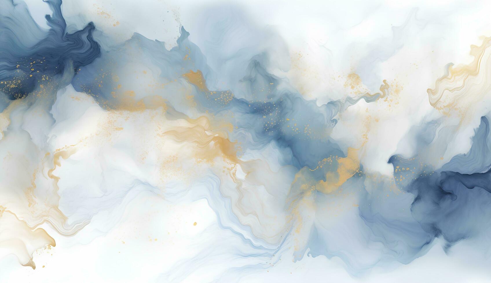 AI generated Marbled blue and golden abstract background. Liquid marble ink pattern. abstract background with blue, yellow and white paint mixing in water photo
