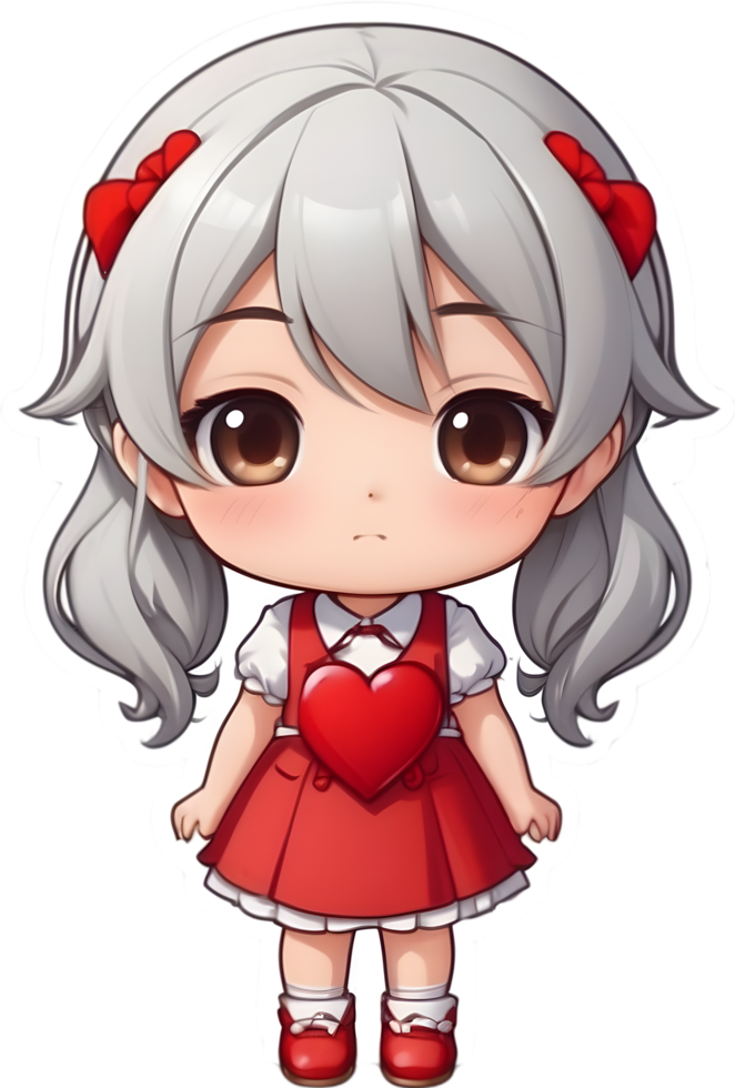AI generated an anime character with valentine reaction png