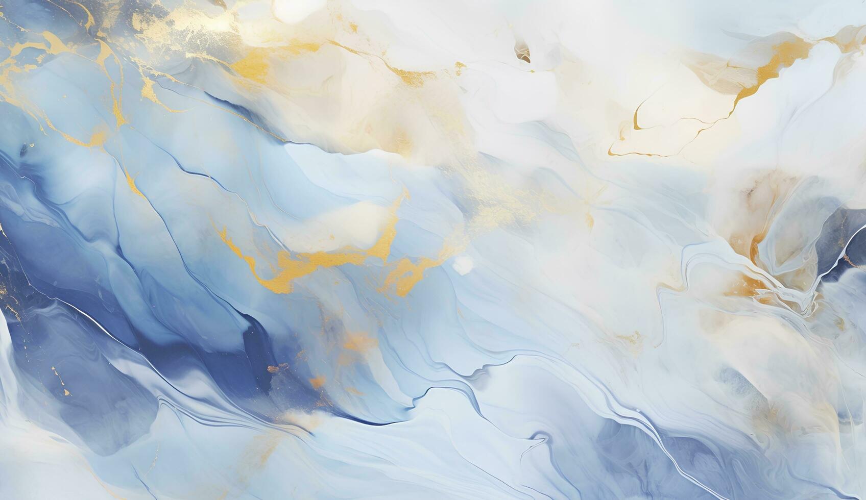 AI generated Marbled blue and golden abstract background. Liquid marble ink pattern. abstract background with blue, yellow and white paint mixing in water photo