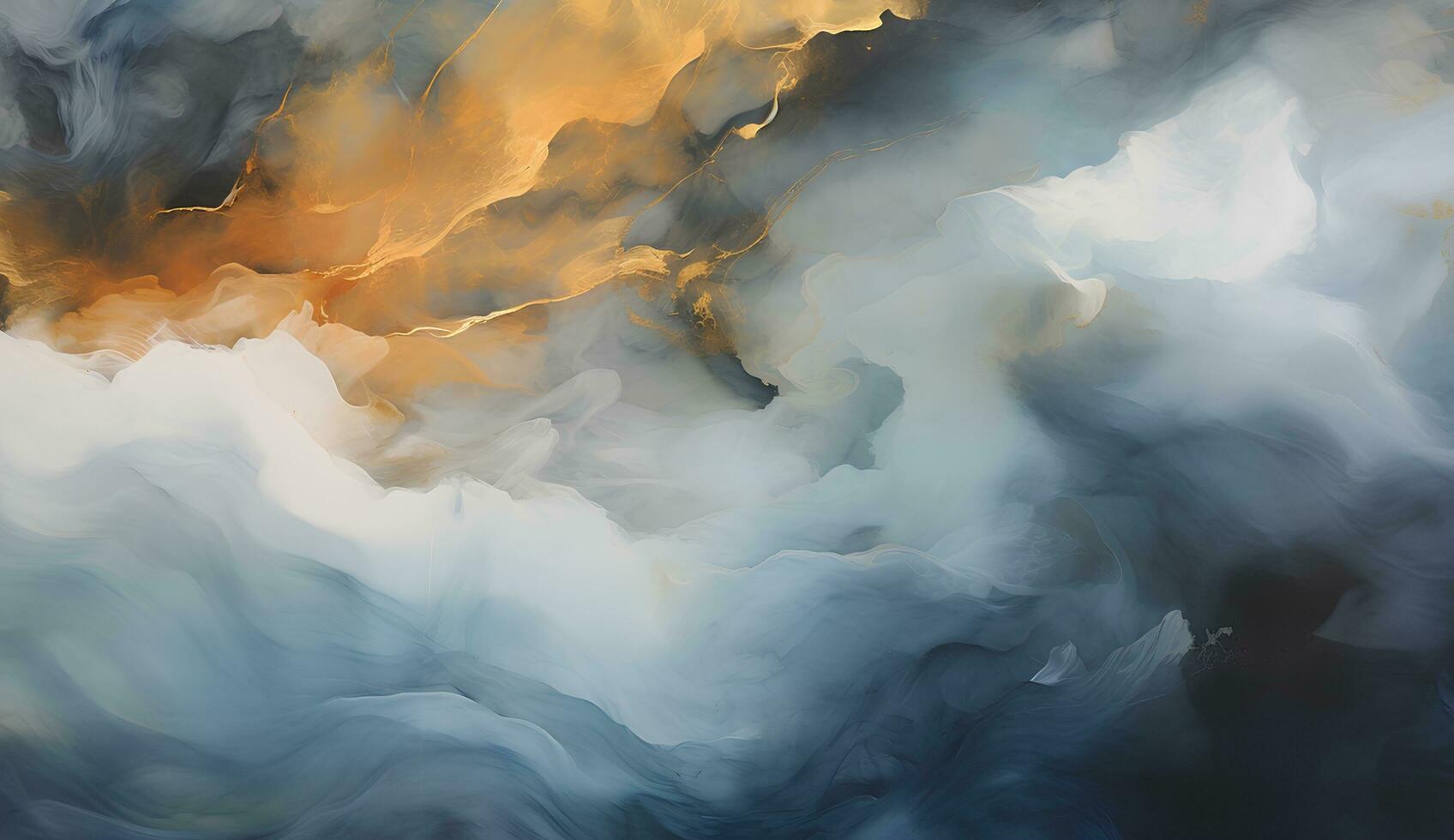 AI generated Marbled blue and golden abstract background. Liquid marble ink pattern. abstract background with blue, yellow and white paint mixing in water photo